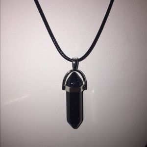 Black/ blue Sand Stone Bullet Necklace